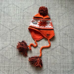 New Era NFL Football Denver Broncos Adult Orange Winter Ear Flap Beanie Hat
